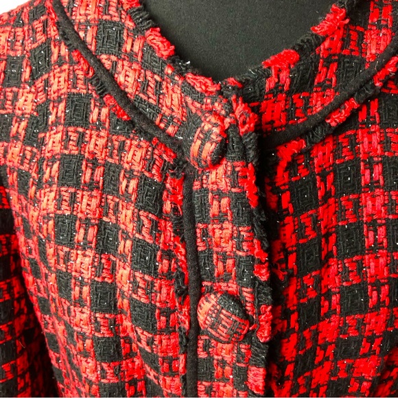 Red And Black Plaid Blazer By Express Design Studio Size 10 - Picture 5 of 8